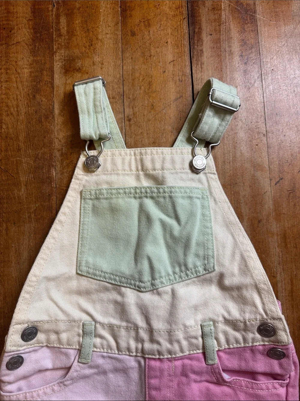 Denim co. Short Overalls size 3 to 4 years Pastel Colorblock cotton 90s Y2K